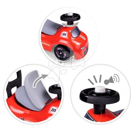 Jeździki od 10 miesięcy - Sportowy odpychacz i chodzik z dźwiękiem 2w1 Auto Ride On Red Smoby_1