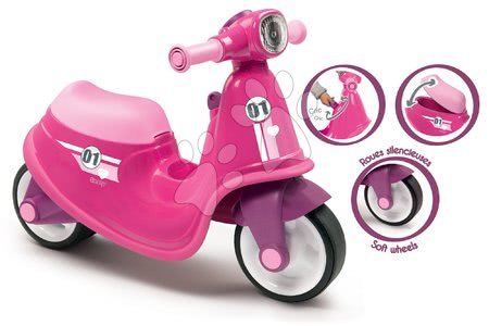 Odrážadlá - Odrážadlo motorka s reflektorom Scooter Pink Smoby_1