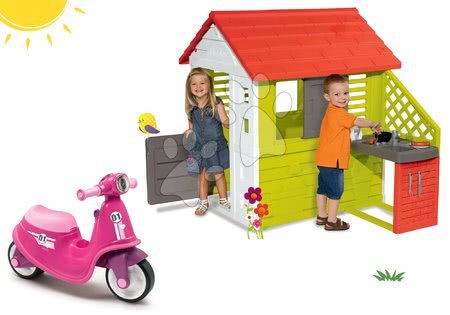 Igrače za otroke od 1. do 2. leta - Komplet poganjalec Scooter Pink Smoby