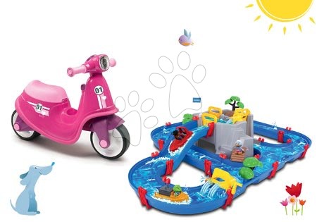 Jucării pentru copilași de la 1 la 2 ani - Set babytaxiu Scooter Pink Smoby
