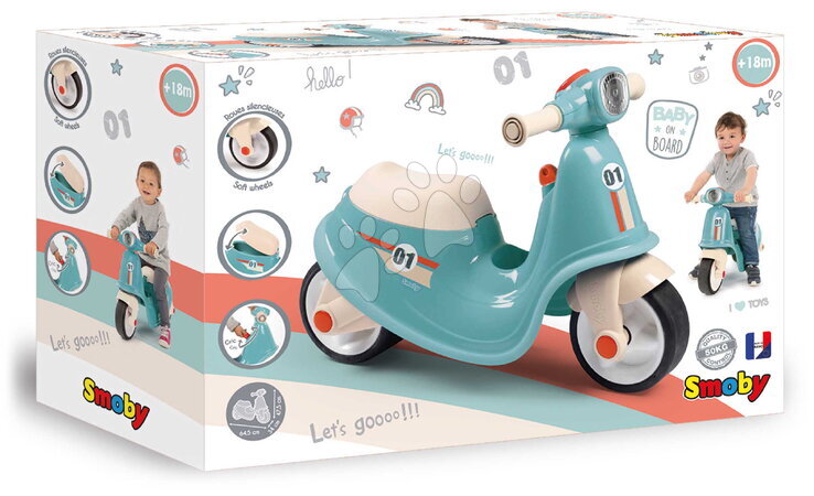 Odrážedla od 18 měsíců - Odrážedlo motorka s reflektorem Scooter Blue Smoby - 13