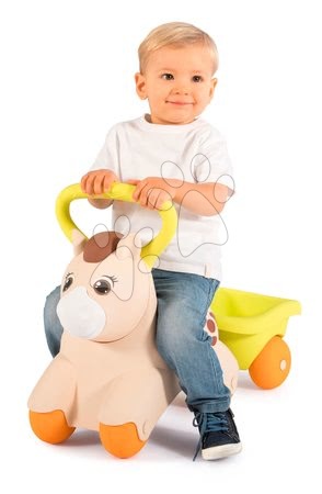 Vozidlá pre deti v extra zľavách - Odrážadlo s prívesom Baby Pony Smoby ergonomicky tvarované sedadlo a úchyt od 12 mes_1