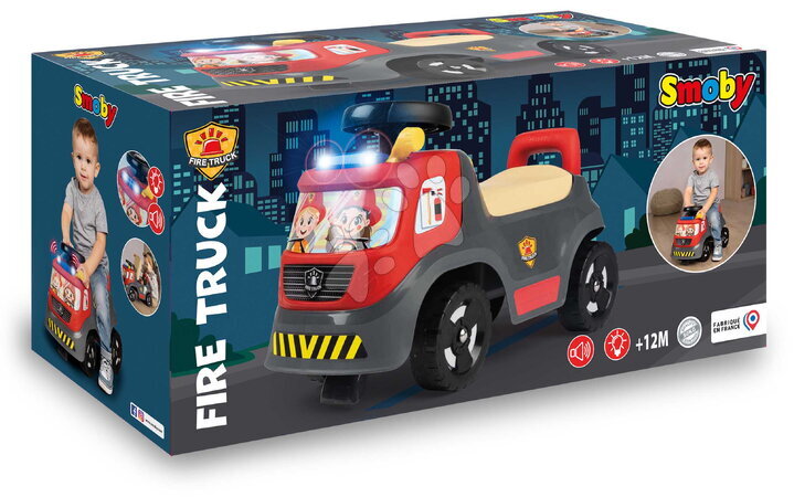 Odrážadlá od 12 mesiacov - Odrážadlo požiarne so zvukom a svetlom Fire Truck Ride On Smoby - 7