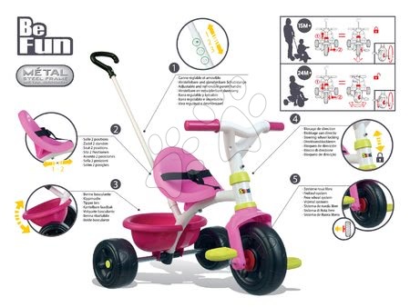 Triciklik 15 hónapos kortól - Tricikli Be Fun Pink Smoby - 7