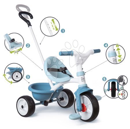 Kinderdreiräder ab 15 Monaten - Dreirad mit Leerlauf Be Move Tricycle Blue Smoby_1
