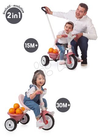 Triciclete de la 15 luni - Tricicletă cu rulare undirecțională Be Move Tricycle Pink Smoby - 19