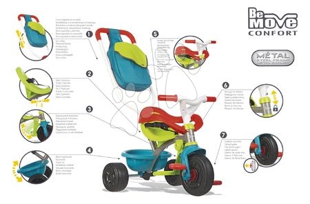 Tříkolky od 10 měsíců - Tříkolka Be Move Confort Bleu Smoby - 1