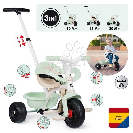 Tricikli od 10. meseca - Trojkolka s voľnobehom Be Fun Comfort Tricycle Smoby - 3