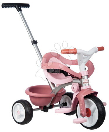 Trójkołowce od 10 miesiąca - Trójkołka z oparciem i prowadzeniem Be Move Comfort Pink Tricycle Smoby