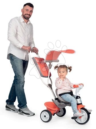 Tricikli za djecu od 10 mjeseci - Trojkolka s vysokou opierkou Baby Balade Tricycle Red Smoby so slnečníkom a EVA kolesami červená od 10 mes SM741105_1
