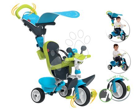 Tříkolky od 10 měsíců - Tříkolka s potahem Baby Driver Comfort Blue Smoby