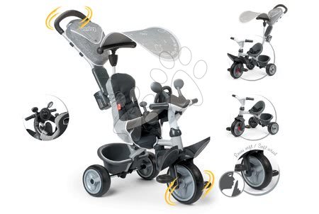 Triciklik 10 hónapos kortól - Tricikli huzattal DeLuxe Baby Driver Comfort Grey Smoby - 6