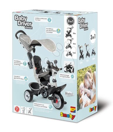 Triciklik 10 hónapos kortól - Tricikli huzattal DeLuxe Baby Driver Comfort Grey Smoby - 10