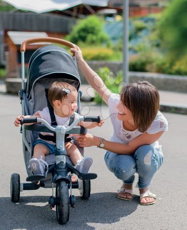 Pentru bebelușii de la naștere - Tricicletă și cărucior pliabil Evolutive Robin Trike Smoby cu spătar înclinabil și roți silențioase de la 6 luni_1