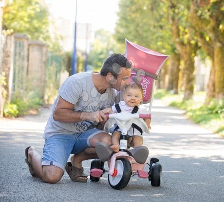 Triciclete - Tricicletă și cărucior într-un singur produs cu spătar înalt Baby Balade Plus Tricycle Pink Smoby_1