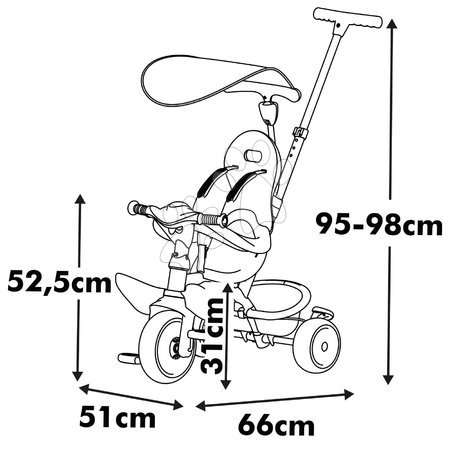 Tricicli dai 10 mesi - Triciclo e passeggino in uno con schienale alto Baby Balade Tricycle Life Smoby - 3