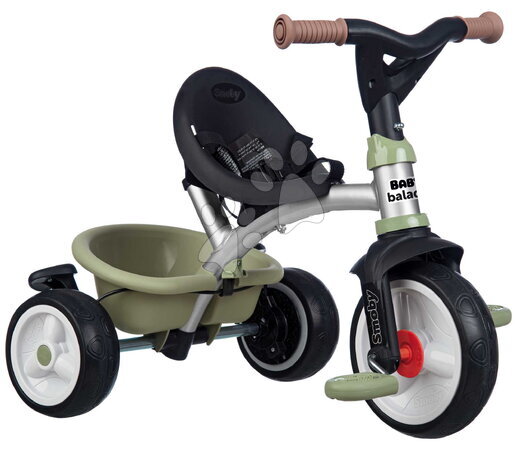Trójkołowce od 10 miesiąca - Trójkołka i chodzik 2w1 z wysokim oparciem Baby Balade Tricycle Green Smoby_1