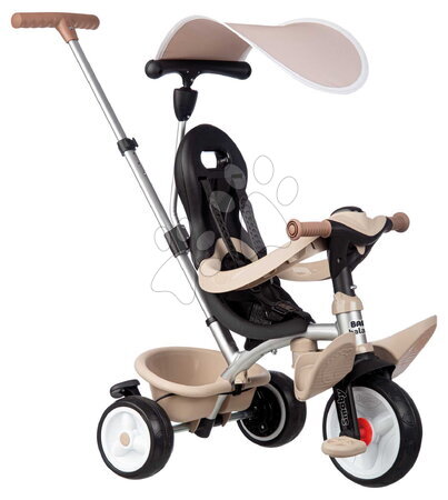 Trójkołowce od 10 miesiąca - Trójkołka i chodzik 2w1 z wysokim oparciem Baby Balade Tricycle Beige Smoby