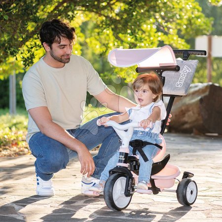Tricicli dai 10 mesi - Triciclo e passeggino in uno con freno Baby Driver Pink Tricycle Smoby - 5
