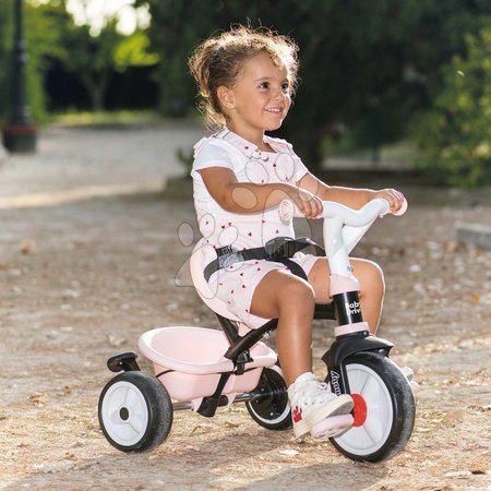 Tricicli dai 10 mesi - Triciclo e passeggino in uno con freno Baby Driver Pink Tricycle Smoby - 6