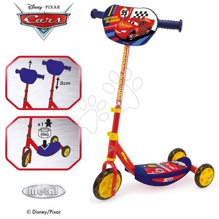 Hulajnogi trójkołowe - Hulajnoga trójkołowa Cars 3 Wheels Scooter Smoby - 1