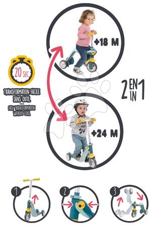 Trottinettes à trois roues - Trottinette et vélo réversible 2 en 1 Smoby Scooter - 4