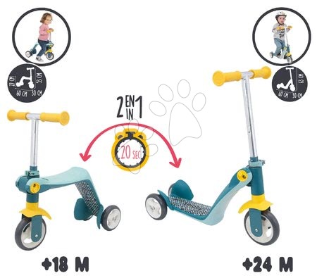 Trottinettes à trois roues - Trottinette et vélo réversible 2 en 1 Smoby Scooter - 7