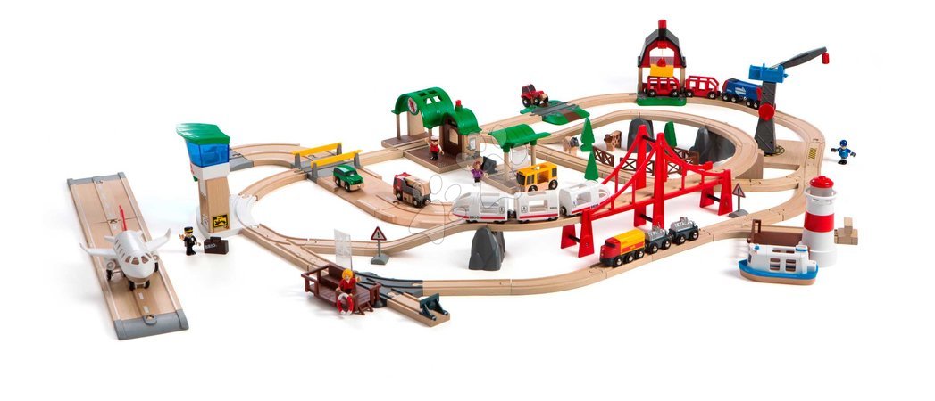 Holzeisenbahnen BRIO - Drevená vláčikodráha s letiskom a prístavom Deluxe World Railway Set BRIO_1