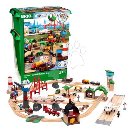 Holzeisenbahnen BRIO - Drevená vláčikodráha s letiskom a prístavom Deluxe World Railway Set BRIO - 2