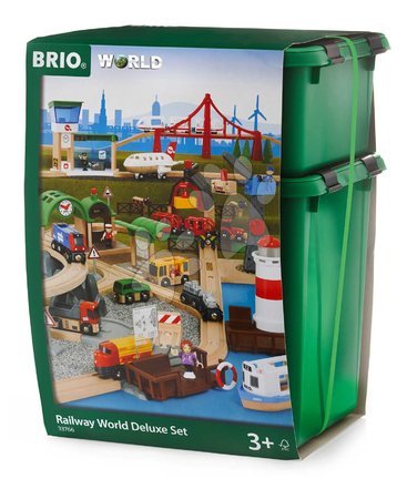 Holzeisenbahnen BRIO - Drevená vláčikodráha s letiskom a prístavom Deluxe World Railway Set BRIO - 3