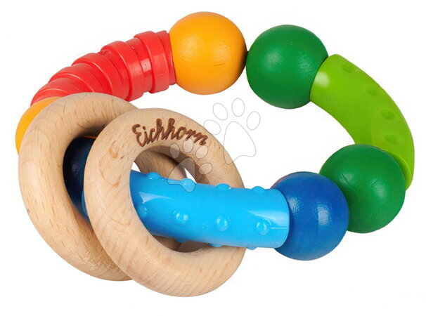 Skramlande och tuggleksaker - Drevená hrkálka Baby Grasping Toy Eichhorn