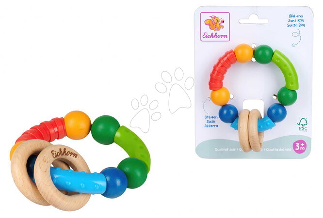 Skramlande och tuggleksaker - Drevená hrkálka Baby Grasping Toy Eichhorn_1