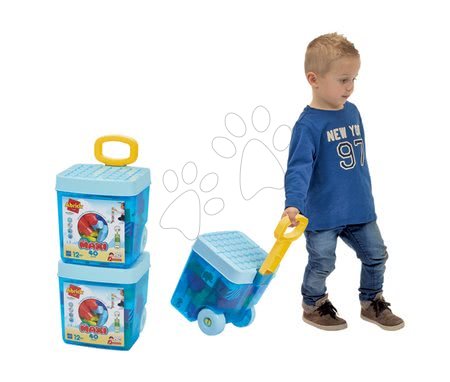 Baba építőjáték és kockák - Építőkockák gurulós dobozban Les Maxi Abrick Écoiffier - 3