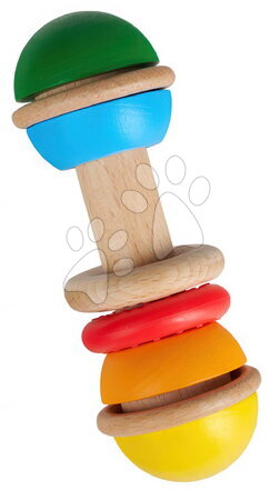 Skramlande och tuggleksaker - Drevená hrkálka Baby Grasping Toy Rattle Stick Eichhorn