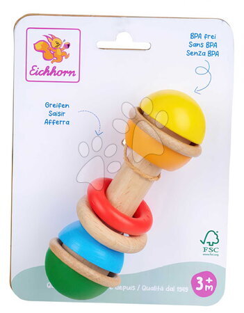 Chrastítka a kousátka - Dřevěné chrastítko Baby Grasping Toy Rattle Stick Eichhorn - 2