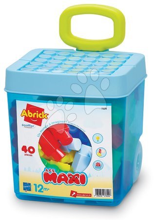 Igrače za najmlajše - Kocke v zaboju na kolesih Maxi Blue Abrick Écoiffier