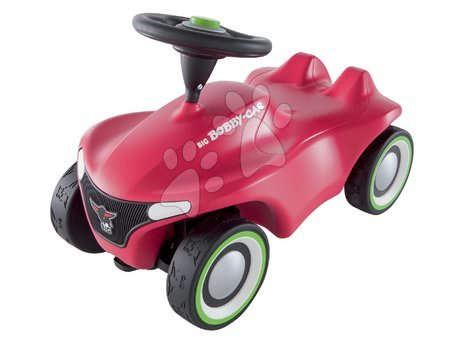 Vozidlá pre deti - Set odrážadlo Bobby Car Neo BIG ružové zvukové s 3-vrstvovými gumovými kolesami s hranatým vozíkom šedo-zelený_1