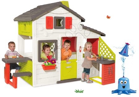 Hračky pre chlapcov - Set domček Priateľov Smoby s kuchynkou a zvončekom a striekacia vodná chobotnica