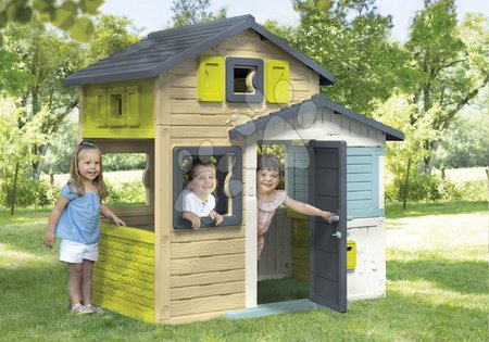 Căsuțe de grădină pentru copii  - Căsuța Prietenilor cu ghiveci în culori elegante Friends House Evo Playhouse Smoby_1