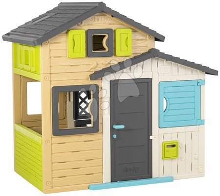Spielhäuser mit Sandkasten - Set Spielhaus der Feunde mit Sandkasten mit Abdeckung in eleganten Farben Friends House Evo Playhouse Smoby_1