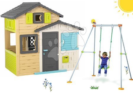 Hišice z gugalnico - Komplet hišica Prijateljev z gugalnico v elegantnih barvah Friends House Evo Playhouse Smoby
