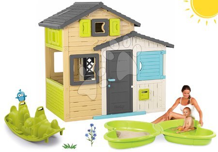 Case per bambini con sabbiera - Set Casetta degli Amici in colori eleganti Friends House Evo Playhouse Smoby