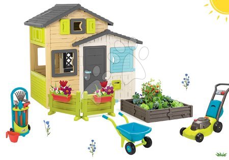 Kerti játszóházak gyerekeknek - Szett Jóbarátok házikó kertecskével elegáns színekben Friends House Evo Playhouse Smoby