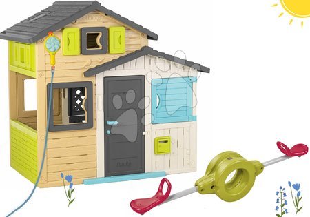 Spielhäuser mit Schaukel - Freundeshaus-Set mit doppelseitiger Wasserschaukel in eleganten Farben Friends House Evo Playhouse Smoby
