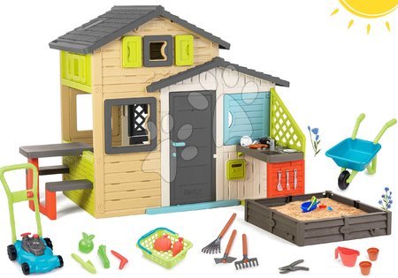 Playhouses with sandpit - Set Friends House with seating by the flower bed in elegant colors Friends House Evo Playhouse Smoby - 46