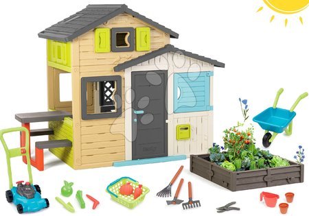 Kućice s pješčanikom - Set kućice Prijatelja s piknik setom na vrtu u elegantnim bojama Friends House Evo Playhouse Smoby