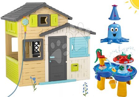 Domčeky s vodnou dráhou - Set domček Priateľov s vodným stolom v elegantných farbách Friends House Evo Playhouse Smoby