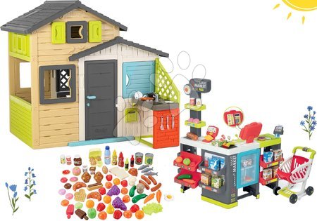 Domčeky sety - Set domček Priateľov s obchodom v elegantných farbách Friends House Evo Playhouse Smoby
