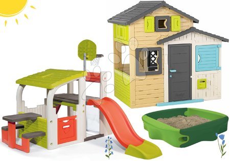 Vianočné darčeky pre deti - Set domček Priateľov s hracím centrom v elegantných farbách Friends House Evo Playhouse Smoby
