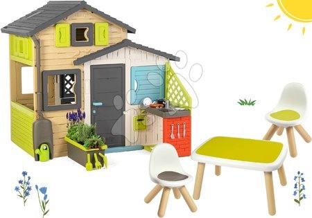 Cabanes avec meubles -  Maison des Amis avec coin cuisine dans des couleurs élégantes  Maison des Amis Evo Playhouse Smoby 